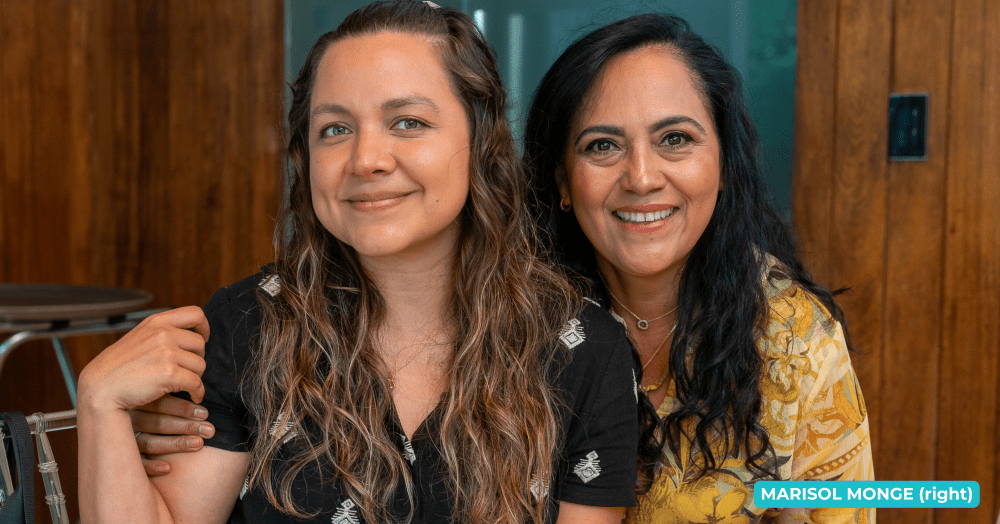 Two women smiling